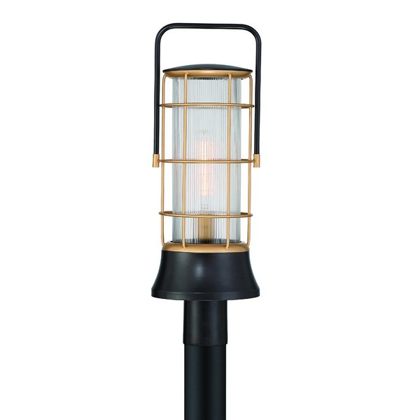 Eurofase Rivamar Traditional Incadescent Outdoor Lantern, 1-Light, Cylinder, Dimmable, Bronze/Gold/Glass 44265-014